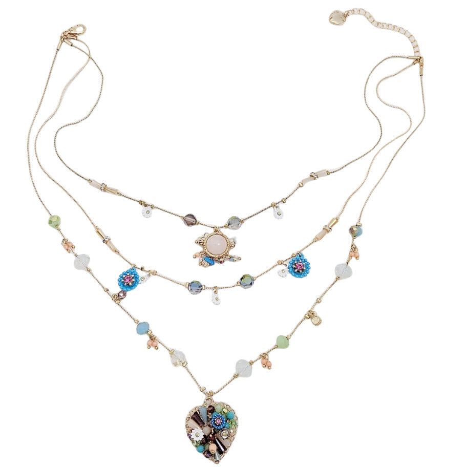 Collana Multistrato Romantica Geometrica Fiore Piccolo Diamanti Vintage