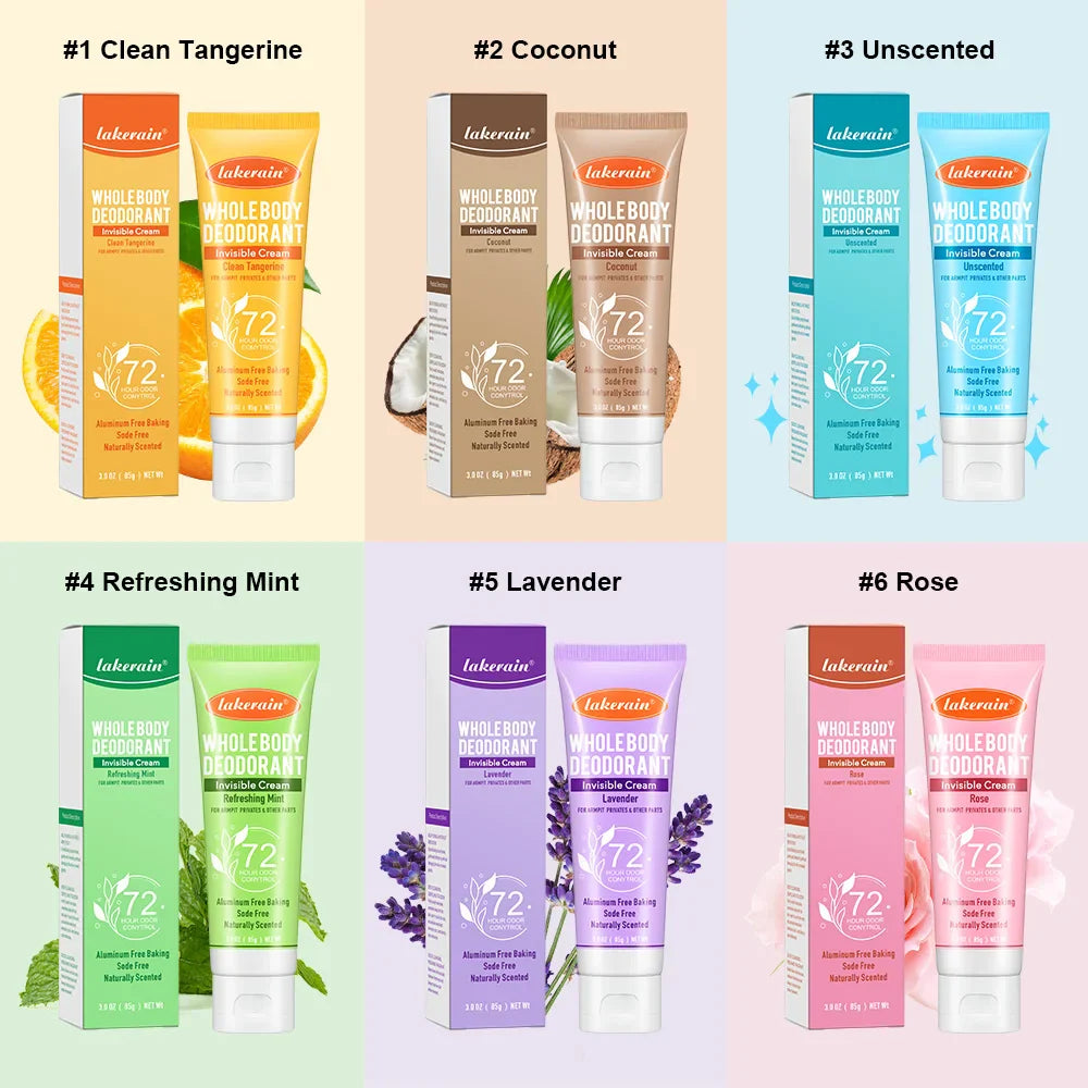 Whole Body Deodorant Deeply Improve Odor Refreshing Non-sticky Mild Formula Multiple Fragrances Creamy Texture Pre-Deodorant